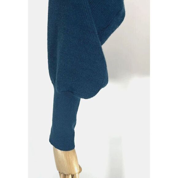 NWT Ryegrass Womens Large Teal Sweater Mock Neck Open Back Tie Button - Picture 15 of 16